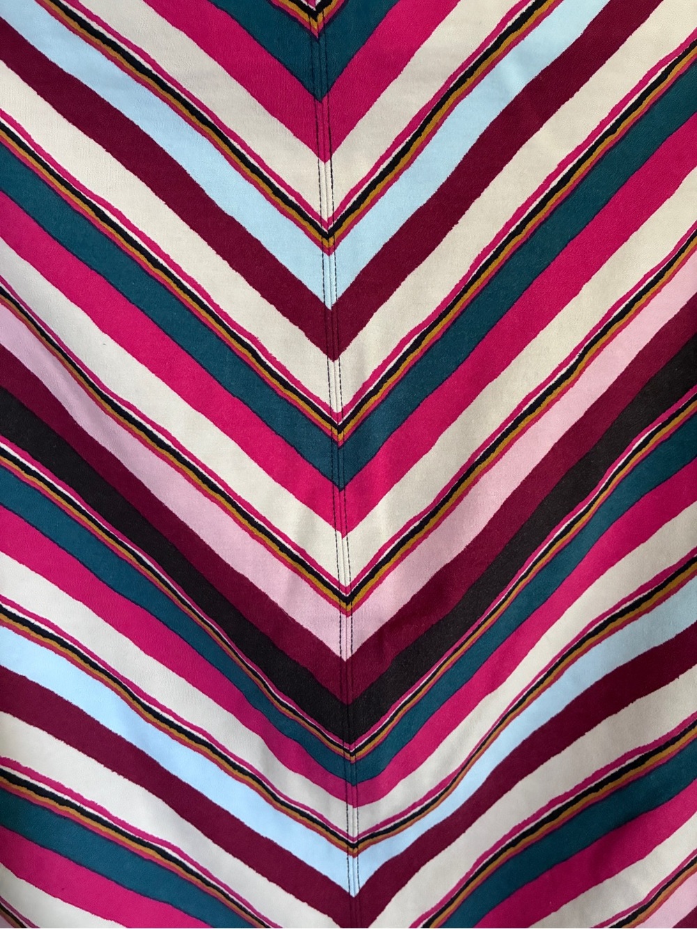 Loft Striped 70s Style Chevron Midi Skirt - Multicolor Pink & Teal Sz M - Picture 8 of 8